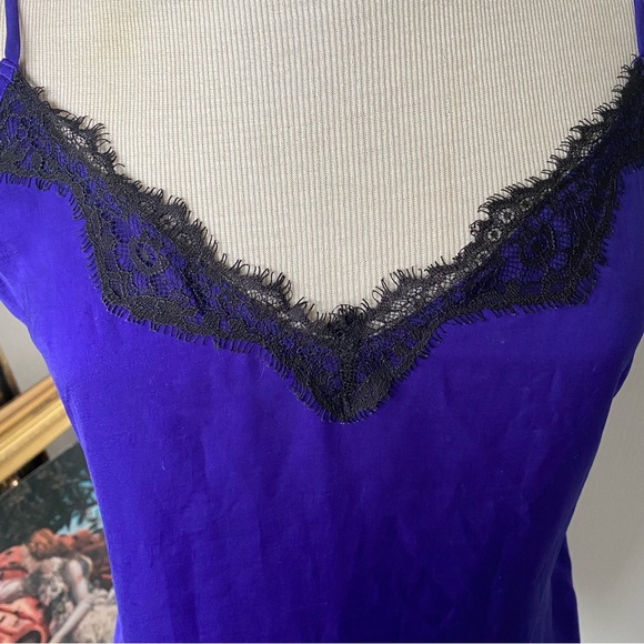 Urban Outfitters Out From Under deep purple / royal blue black lace slip dress - Picture 6 of 14